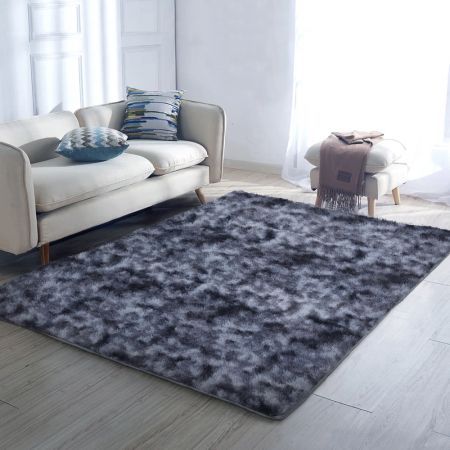 Artiss Gradient Shaggy Rug 200x230cm Carpet Area Rugs Dark Grey