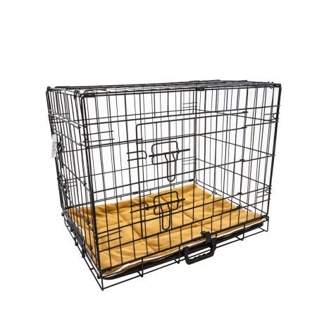 Wire Dog Cage Foldable Crate Kennel 24 inches with Tray + Cushion Mat Combo