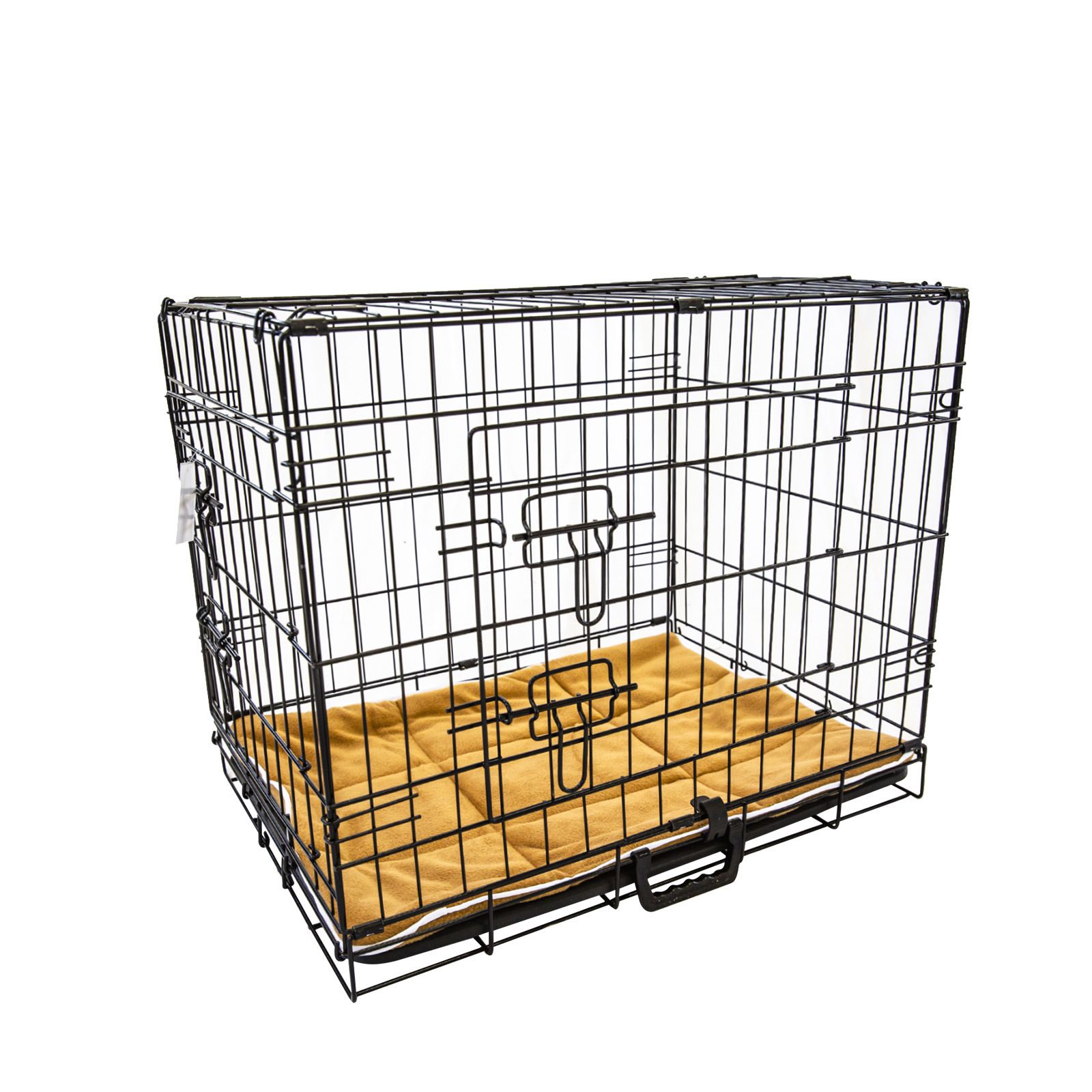 Wire Dog Cage Foldable Crate Kennel 24 inches with Tray + Cushion Mat Combo