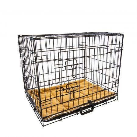 Wire Dog Cage Foldable Crate Kennel 30 inches with Tray + Cushion Mat Combo
