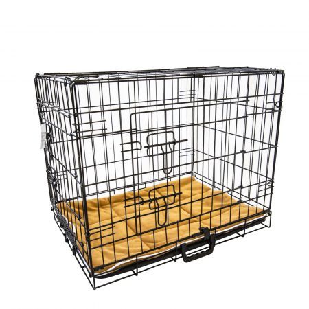 Wire Dog Cage Foldable Crate Kennel 42 inches with Tray + Cushion Mat Combo