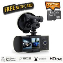 2.7" Vehicle Car DVR Camera Video Recorder Dash Cam G-Sensor GPS Dual Len Camera + Free 8 GB TF Card