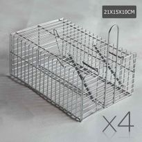 Set of 4 Humane Animal Trap Cage 23 x 15 x 10cm - Silver