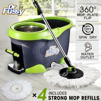 360 Degree Spin Mop & Stainless Steel Dry Bucket with Four Free Mop Heads 