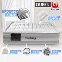 Bestway Queen Inflatable Flocked Mattress Bed Built-in Electric Air Pump