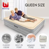 Bestway Queen Memory Foam Mattress Bed Electric Air Pump