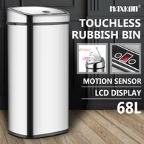 68L Silver Chrome Sensor Operated Touch Less Dust Bin 