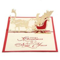 5pcs 3D hollow paper carved deer car Christmas Day small card
