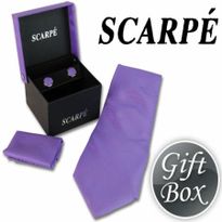 SCARP Silk Tie, Cufflink and Handkerchief Gift Box Set - Solid Purple