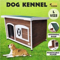 Large Flat Roof Wooden Dog House Kennel