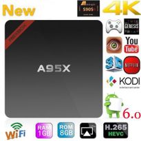 A95X Android 6.0 TV Box Amlogic S905X Quad Core 3D 4K HD Support 2.4G Wi-Fi 1GB/8GB Kodi 16.1 Player Fully Loaded Streaming Media Player with Learning Remote