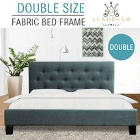 LUXDREAM  Grey Linen Bed Frame-Double