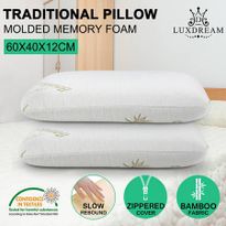 2Pc Queen Contour Memory Foam Pillow Molded Soft Luxdream