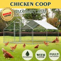 Walk-in Metal Chicken Run Coop Enclosure For Cat Rabbit Ducks Hens-4M X 3M
