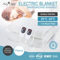 Double Control Electric Blanket Luxury Fleecy Lily Hill - Queen Size