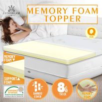Queen Memory Foam Composite Mattress Topper with Bamboo Fabric Cover 8CM Thick