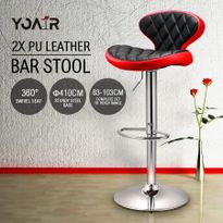 2x New PU Leather Bar Stools Gas Lift Kitchen Dining Chair  Red