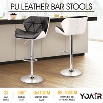 2x Large Seat PU Leather Bar Stools Kitchen Dining Chair Barstool Gas Lift  Black