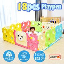 ABST 18-Sided Kids Play Pen Colorful Baby Playpen with Game Panel - Run Bear Series