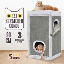 90CM Cat Scratching Post Barrel Pet Tower Climbing Frame - Light Grey