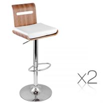 Set of 2 Wooden Bar Stool Kitchen Chair - Natural