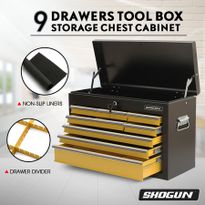 SHOGUN Tool Chest 9-Drawer Rust Resistant Storage Cabinets with Lock - Yellow and Black