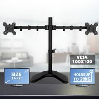 13"-27" Dual Monitor Stand Vesa Bracket 90 Degree Tilting & 180 Degree Swivel Height-Adjustable Desk Mount