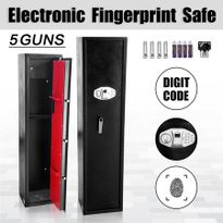 5 Gun Safe Electronic Fingerprint Firearm Rifle Storage Lockable Steel Cabinet w/Ammo Box