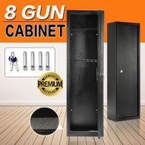 8 Gun Safe Firearm Rifle Storage Lockable Steel Cabinet w/Mounting Bolts & Floor Carpet