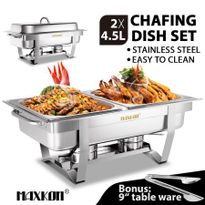 Bain Marie Stainless Steel Food Warmer Chafing Dish 2 X 4.5L