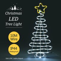 3D Christmas Tree Light 10M LED Rope Fairy Xmas Decor Figure -White