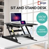 Sit Stand Desk 8 Position Adjustable Stand Up Workstation with Slot - Black