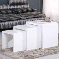 Nest of 3 High Gloss Wooden Side Coffee Nesting Tables