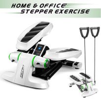 Mini Stepper Fitness Equipment Home Gym Exercise Workout Machine w/ Resistance Bands - Green