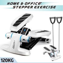 Mini Stepper Home Gym Exercise Workout Machine Fitness Equipment w/ Resistance Bands - Blue