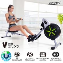 GENKI Air Resistance Rowing Machine Home Fitness Exercise Equipment w/ LCD Display