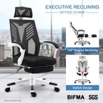 Executive High Back Office Computer Mesh Work Chair w/Retractable Footrest
