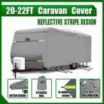 Heavy Duty 20-22ft Waterproof UV 4 Layer Caravan Cover w/Hitch Cover & Carry Bag
