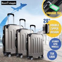 3 Piece Luggage Sets Hard Shell Lightweight Spinner Suitcase Trolley w/TSA Lock - Champagne
