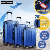 3 Piece Luggage Sets Hard Shell Lightweight Spinner Suitcase Trolley w/ TSA Lock - Blue