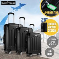 3 Piece Luggage Sets Hard Shell Lightweight Spinner Suitcase Trolley w/TSA Lock - Black