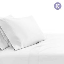 4 Piece Cotton Bed Sheet Set King - White