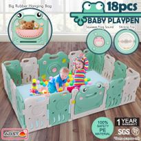 ABST 18 Sided Panel Baby Playpen Interactive Kids Safety Gates Toddler Play Room - Frog Design