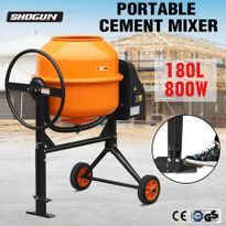 180L Portable Cement Mixer Electric Waterproof Heavy-Duty Concrete Mixer w/Double Blades 