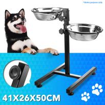 Pet Bowl Height Adjustable with Two Removable Bowls & Stand