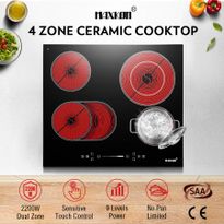 60cm 4 Zone Electric Ceramic Cooktop Hob Touch Control Digital Timer 6600W