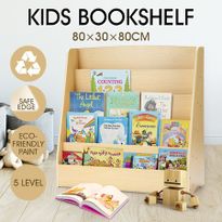 5-Level Kids Bookshelf Bookcase Rack Toy Storage Organizer Display Wood Shelf  