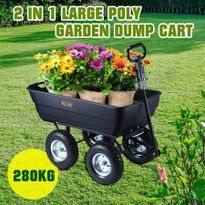 280kg Poly Yard Dump Cart Garden Trolley Wagon Lawn ATV Trailer Wheelbarrow 