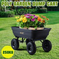 250kg Poly Dump Cart Garden Trolley Wagon Hand Trailer Yard Lawn Wheelbarrow 