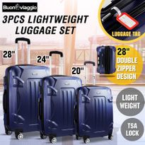 3 Piece Expandable Spinner Luggage Suitcase Set w/TSA Lock - Dark Blue
